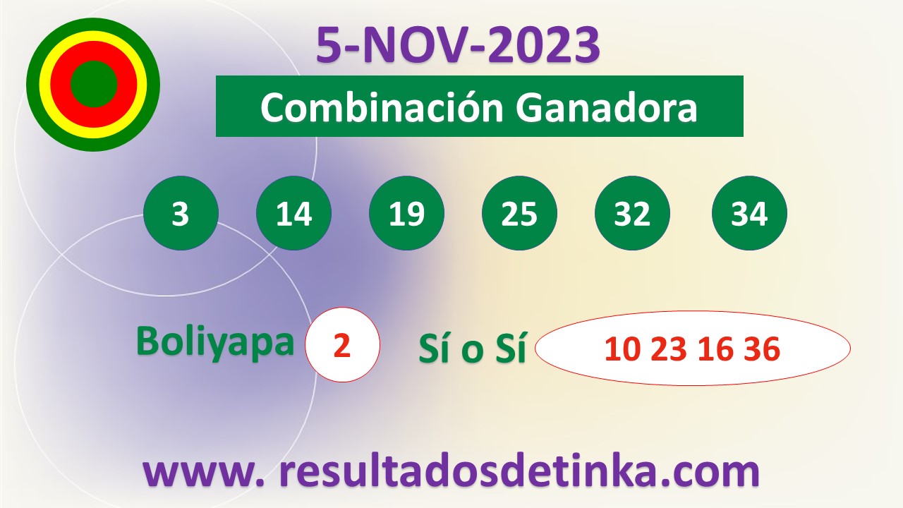 Tinka del Domingo 5 de Noviembre de 2023