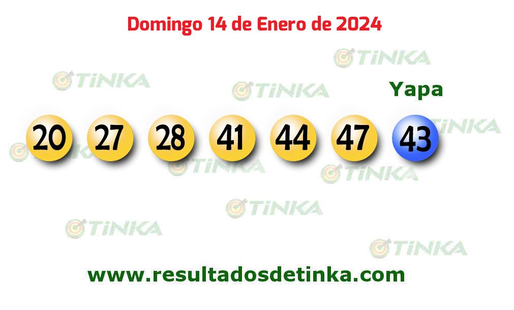 Tinka del Domingo 14 de Enero de 2024 Cotejar Tinka del 14/01/2024